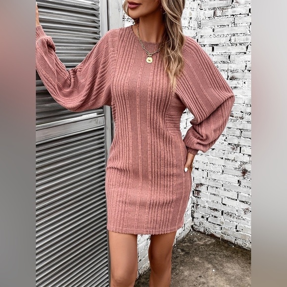 Dream Delight Sweater Dress with Puff Sleeve - Picture 3 of 5
